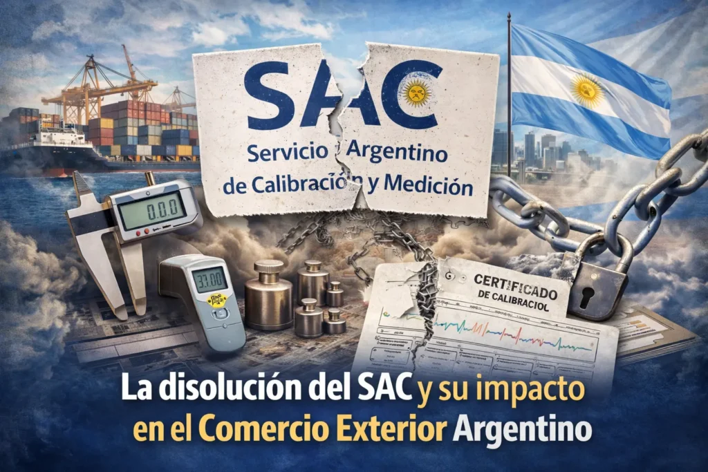 Disolución del Servicio Argentino de Calibración y Medición (SAC) y su impacto en el comercio exterior argentino, con énfasis en metrología, control y cumplimiento normativo.