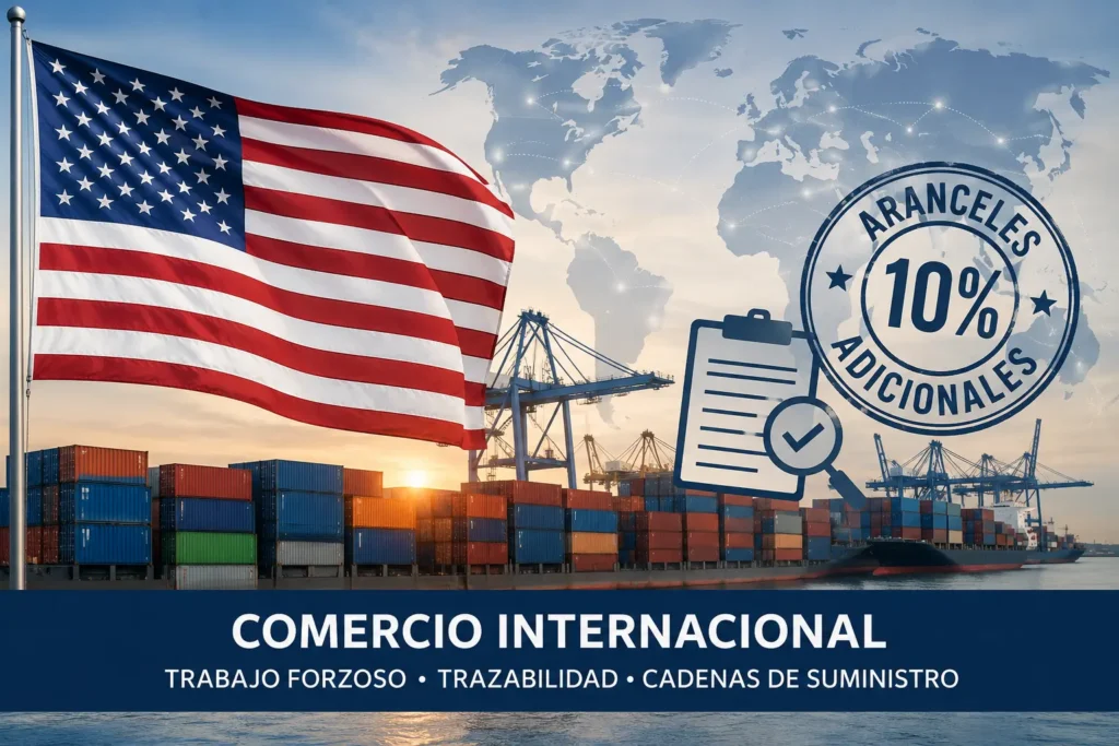 Comercio internacional entre Estados Unidos y Argentina con concepto de aranceles del 10% vinculados al trabajo forzoso y trazabilidad en cadenas de suministro
